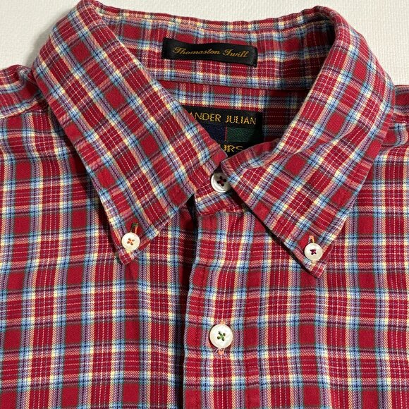 Alexander Julian Colours Men’s L Plaid Short Sleeve Button Shirt Thomaston Twill - Picture 5 of 9